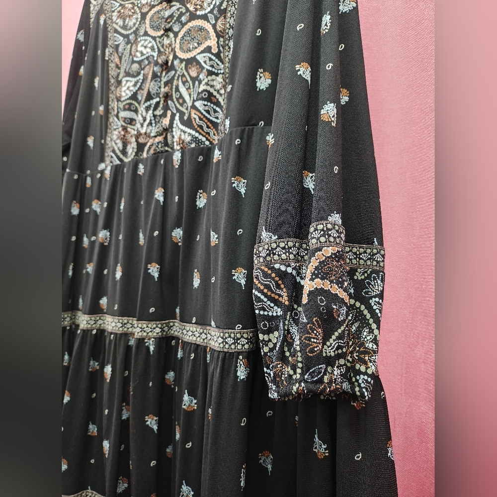 Style & Co Black Paisley Boho Dress Sz. 1X - Picture 3 of 5